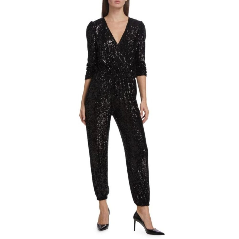 NWT Generation Love Meadow Black Sequin Jumpsuit Sz M $395 [jb]
